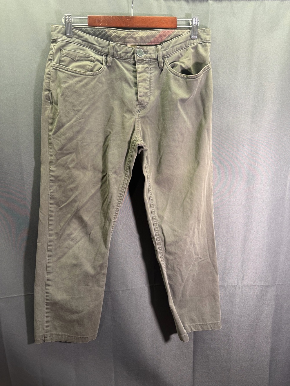 Burberry Brit Mens Slim Jeans 32R Brown Khaki 5Pocket Pants Nova Check Waistband